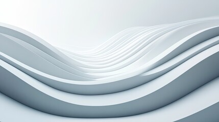 Poster - Abstract White Wave Pattern with Smooth Curves on Soft Background Evoking Calmness and Elegance for Creative and Modern Applications