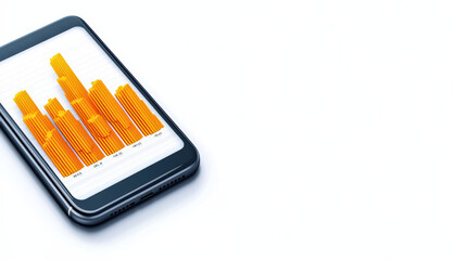 Poster - smartphone displaying vibrant orange bar graphs on white background