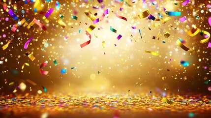 Poster - celebratory confetti burst festive event digital art vibrant environment aerial view joyful atmosphe