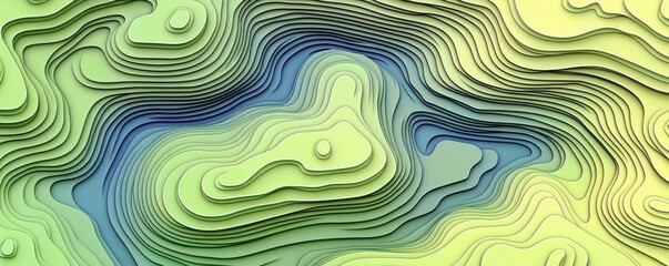 Poster - Abstract representation of layered textures in green and blue, showcasing fluid lines and contours, perfect for backgrounds or modern design projects.