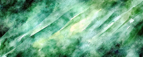 Poster - Abstract watercolor background with flowing green tones created using brush strokes and textures, perfect for design and artistic projects