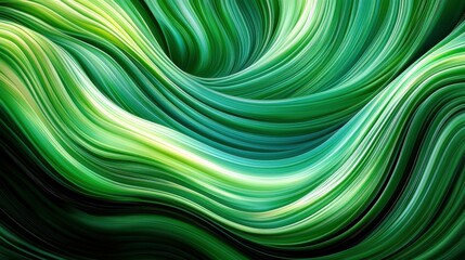 Poster - Abstract flowing green texture with smooth curves and gradients showcasing vibrant hues for artistic backgrounds and design projects
