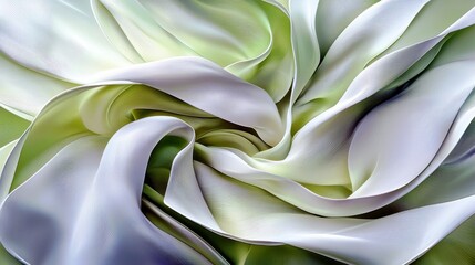 Poster - Smooth and Flowing White Fabric with Subtle Green Tones, Captivating Texture and Graceful Movement, Perfect for Backgrounds and Textile Designs