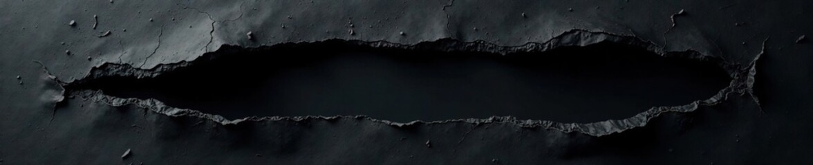 Wall Mural - Torn piece of paper suspended in black void with scattered shadows, fragment, void, torn