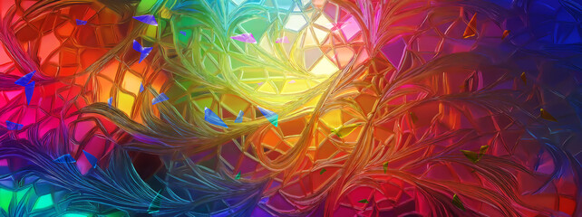 Aufkleber - 3D surreal illustration. Sacred geometry. Mysterious psychedelic relaxation pattern. Fractal abstract texture. Digital artwork graphic astrology magic