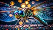 © Oliver - Vibrant Dragonfly Closeup - Colorful Blurred Background Stock Photo