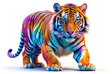 Wall Mural - Whimsical Tiger Fighter: Powerful, Playful,  Isolated on White Background - Stock Photo