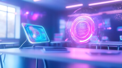 futuristic coding interface, neon glow - neon and vibrant color pal.