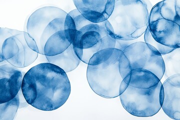 Poster - Abstract blue watercolor circles on white background. (1)