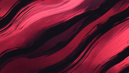 Poster - Abstract red and black wavy brush strokes background.