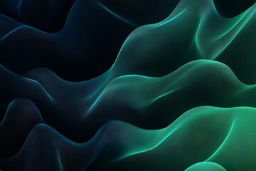 Poster - Abstract teal and blue wave pattern on black background.
