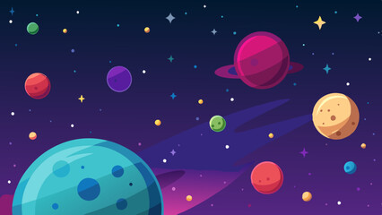 Wall Mural - vivid seamless design with planetary orbits and a scattering of luminous stars.