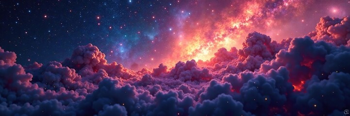 Wall Mural - cosmic dust cloud with stars and galaxies in the background, cosmic, dust cloud