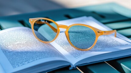 Poster - Diligent Student Studying Intently with Glasses and Books on Desk
