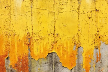 Poster - Grunge yellow painted wall texture with cracks and peeling paint.