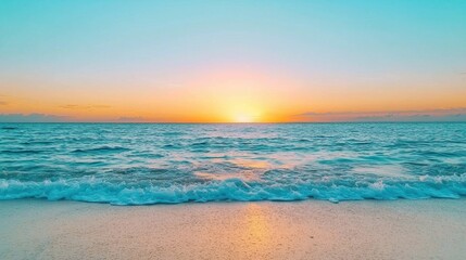 Canvas Print - Captivating Sunset Over Tranquil Ocean Waves at Coastal Beach