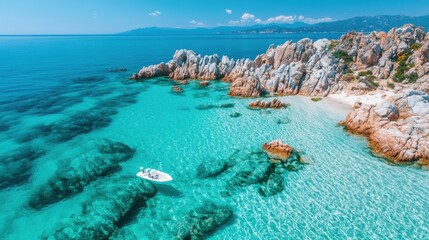 Canvas Print - Breathtaking Turquoise Waters and Rocky Coastline of Tropical Paradise