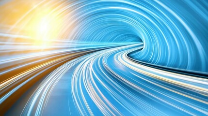 Poster - Glowing Tunnel of Light and Speed Abstract Digital Swirling Movement Background