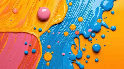 Poster - Vibrant Abstract Art with Splashing Fluid Shapes and Bright Colors