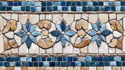 Poster - Intricate Mosaic Tile Pattern on Architectural Wall Surface