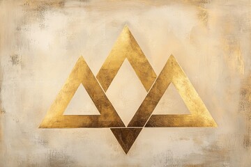 Aufkleber - Abstract gold triangles on beige textured background.