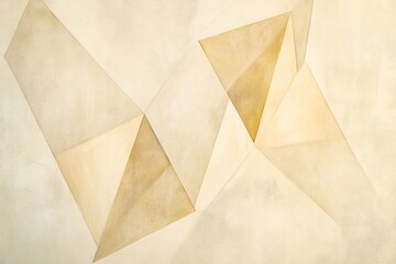 Aufkleber - Abstract beige geometric painting with overlapping triangles.