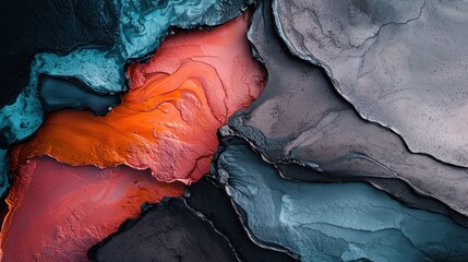 Poster - Mesmerizing Abstract Fluid Shapes in Vibrant Prismatic Colors Surreal Psychedelic Digital