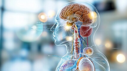 Poster - transparent digital brain anatomy revealing cognitive intelligence and knowledge