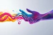 © HO - . A modern abstract design of colorful hand silhouettes in motion, symbolizing teamwork and positive energy.