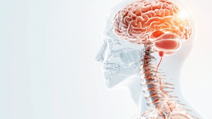 Poster - transparent human brain anatomy and neuroscience concept