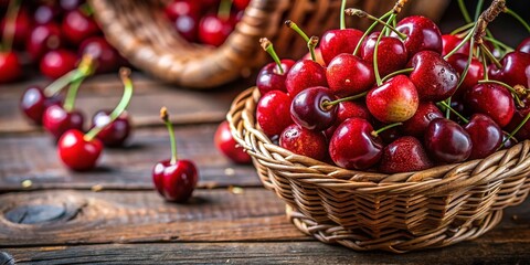 Sweet Cherries in a Basket – Juicy Red Summer Fruit