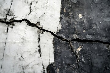 Aufkleber - Cracked black and white wall texture.