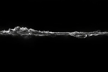 Fototapete - Abstract grayscale image of a white textured line on a black background resembling a horizon or wave.