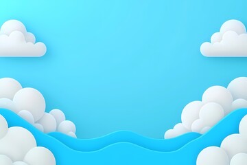 Wall Mural - soft white clouds floating above vibrant blue sky background