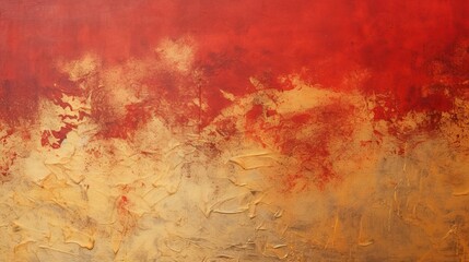 Wall Mural - chinese abstract gold ink in red paper texture fat paint on surface background flat lay top view cop