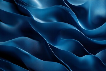 Aufkleber - Abstract blue fabric waves, elegant, soft, flowing textile texture background.
