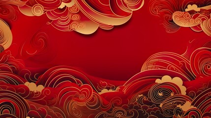 Wall Mural - chinese traditional background design with abstract pattern in red background chinese red textured p