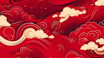 Wall Mural - chinese traditional background design with abstract pattern in red background chinese red textured p