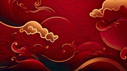 Wall Mural - chinese traditional background design with abstract pattern in red background chinese red textured p