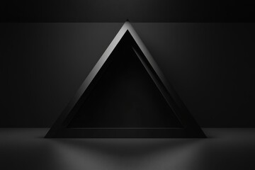 Fototapete - Dark triangular frame, empty space, spotlight, geometric, minimalist.