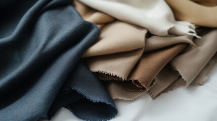Poster - Elegant and Soft Fabric Textures Displayed in a Close-up Arrangement, Perfectly Capturing the Beauty and Versatility of Textile Materials for Fashion Design Projects