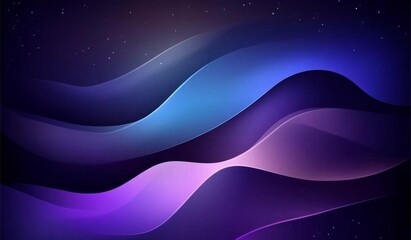 Poster - abstract cosmic waves, blue purple gradient, night sky.