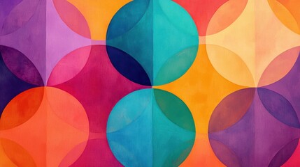 Wall Mural - A vibrant abstract design featuring overlapping circles in various colors, creating a dynamic and visually engaging composition.