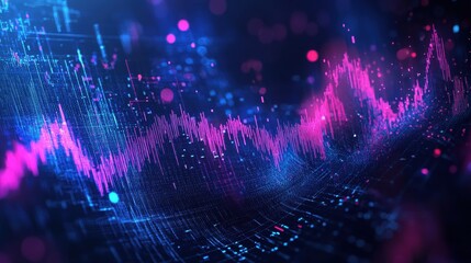 Fototapete - Dynamic sound wave visualization digital realm abstract art colorful environment futuristic viewpoint music concept