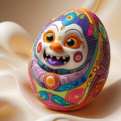 easter egg with painted eggs