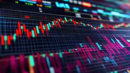 Poster - market trends visualization stock exchange data analysis digital environment close-up view financial