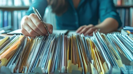 Poster - organizing important documents office professional workflow indoor close-up efficiency tips