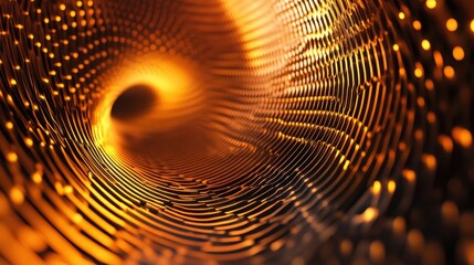 Poster - Abstract Technology Background With Futuristic Patterns in Gold and Orange, Ideal for Creative Projects or Digital Presentations