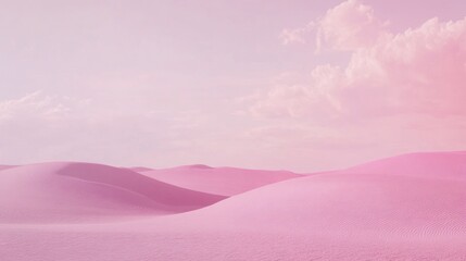 Wall Mural - Pastel pink desert landscape with soft clouds.