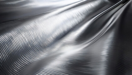 Poster - A close-up view of shimmering, textured fabric that showcases waves and reflections in shades of silver.